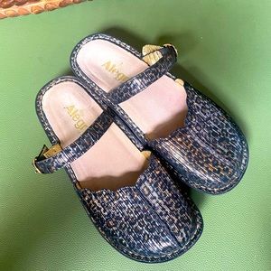 Alegria Mule with Leopard Print and Gold Accents